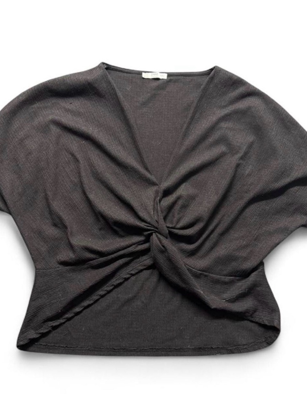 Zara Black Twist-Knot Crop Top